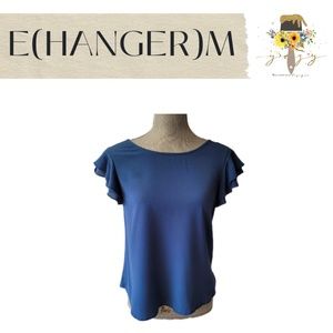 E(HANGER)M SMALL, Blue, Cap Ruffle Sleeve, Blouse